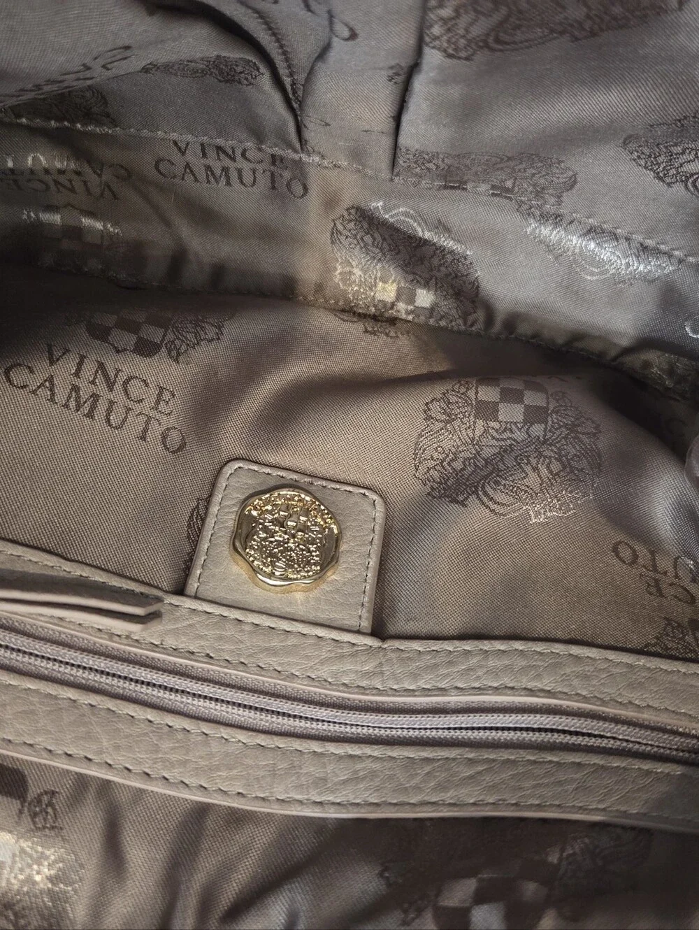 Leather Satchel Handbag in Light Taupe